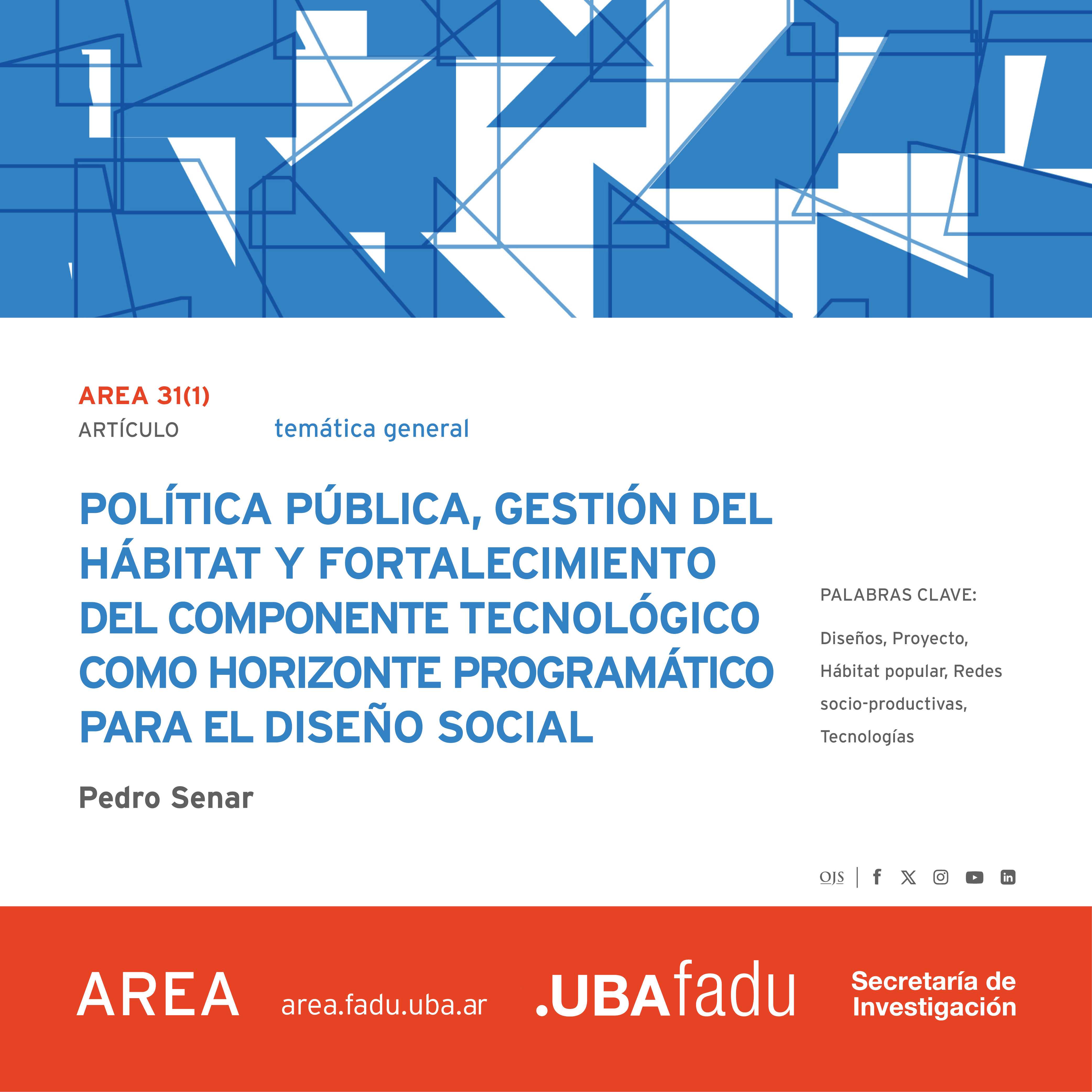 Flyer del artículo de Pedro Senar para AREA 31(1)